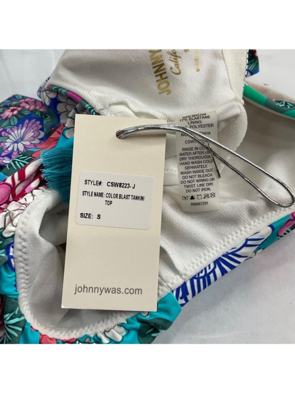 Johnny Was Swimsuit Womens Sz S Color Blast Tankini Top CSW8223-J Nwt $298 - Picture 7 of 11
